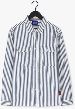 Donkerblauwe Scotch & Soda Casual Overhemd Indigo Striped 2-pocket Regula -Mode Kledingwinkel 211446 5