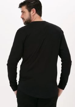 Zwarte Calvin Klein T-shirt Monogram Badge Ls Round Hem Tee