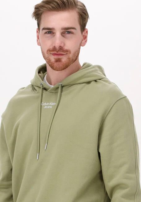 Groene Calvin Klein Sweater Stacked Logo Hoodie Men 4 Groene Calvin Klein Sweater Stacked Logo Hoodie Men - Afbeelding 2