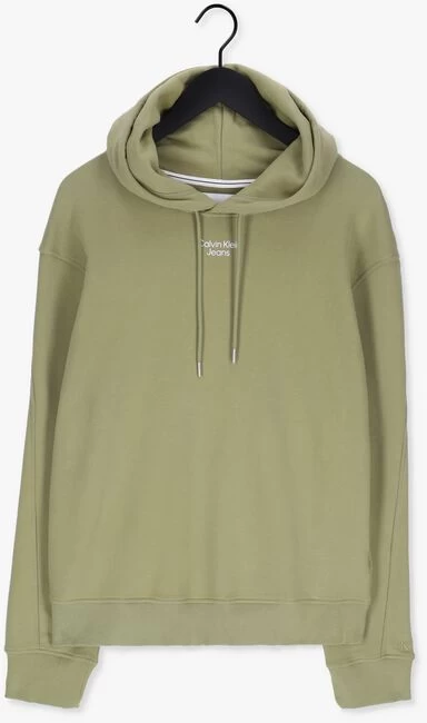 Groene Calvin Klein Sweater Stacked Logo Hoodie Men 5 Groene Calvin Klein Sweater Stacked Logo Hoodie Men - Afbeelding 3