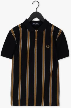Zwarte Fred Perry Polo Textured Stripe Polo Shirt -Mode Kledingwinkel 218145 5