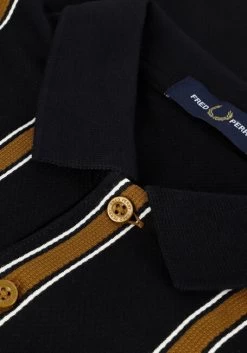 Zwarte Fred Perry Polo Textured Stripe Polo Shirt -Mode Kledingwinkel 218145 6