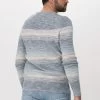 Blauwe Cast Iron Trui R-neck Cotton Slub Stripe -Mode Kledingwinkel 218290 2