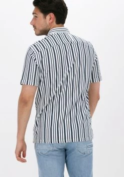 Mode Kledingwinkel 23 Gebroken Wit Cast Iron Casual Overhemd Short Sleeve Shirt Knitted Stripe With Structure