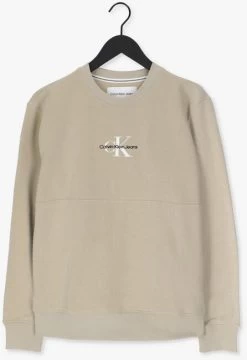 Zand Calvin Klein Sweater Monogram Logo Crew Neck -Mode Kledingwinkel 218640 5