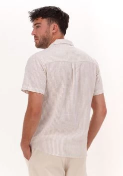 Beige Anerkjendt Casual Overhemd Akleo Cot/lin Stripe Shirt