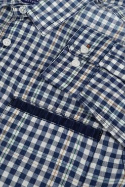 Blauwe Scotch & Soda Casual Overhemd Indigo Yarn-dyed Checked Shirt -Mode Kledingwinkel 221386 6