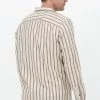 Beige Cast Iron Overshirt Long Sleeve Shirt Cotton- Linen Twill Stripe -Mode Kledingwinkel 221488 2