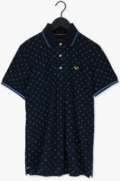 Donkerblauwe Pme Legend Polo Short Sleeve Polo Fine Pique All Over Print -Mode Kledingwinkel 221758 5