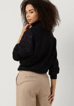 Bruine Scotch & Soda Trui Ruffled High-neck Lurex Pullover