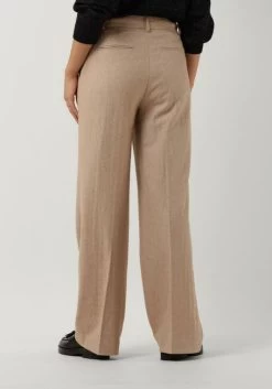 Beige Scotch & Soda Pantalon Edie - High Rise Wide-leg Trousers In Structured Quality