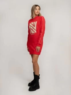 Rode Nik & Nik Midi Jurk Athleisure Sweatdress