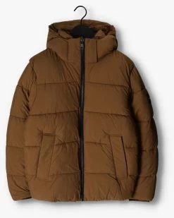 Bruine Calvin Klein Gewatteerde Jas Crinkle Nylon Puffer Jacket -Mode Kledingwinkel 233315 5