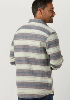 Blauwe Scotch & Soda Overshirt Regular-fit Basket Weave Gradient Stripe Shirt