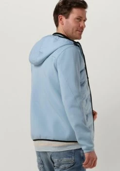 Lichtblauwe Cast Iron Gewatteerde Jas Hooded Jacket Tech Jersey Interlock