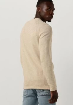 Grijze Cast Iron Trui Crewneck Linen Cotton Slub