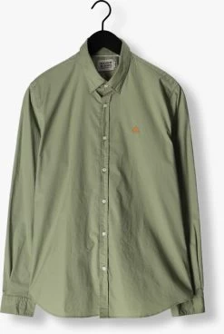 Donkergroene Scotch & Soda Casual Overhemd Seasonal Essentials - Solid Organic Cotton Poplin Shirt -Mode Kledingwinkel 241100 5