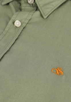 Donkergroene Scotch & Soda Casual Overhemd Seasonal Essentials - Solid Organic Cotton Poplin Shirt -Mode Kledingwinkel 241100 6