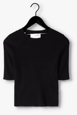 Zwarte Selected Femme Trui Slfmala 2/4 Knit O-neck B -Mode Kledingwinkel 241458 5