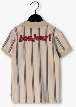 Beige Carlijnq Polo Stripes Blue - Polo T-shirt Wt Embroidery