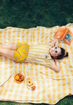 Oker Carlijnq T-shirt Stripes Yellow - Puffed Sleeves Shirt Wt Print