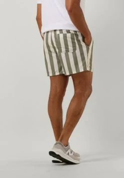 Olijf Selected Homme Slhdane Aop Swimshorts W Vetiver Stripes