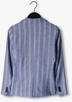 Blauw/wit Gestreepte Scotch & Soda Colbert Striped Cotton Linen Dressed Blazer