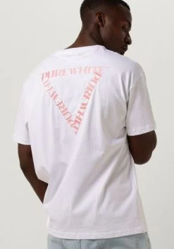 Witte Purewhite T-shirt Tshirt With Small Logo At Side And Big Back Embroidery