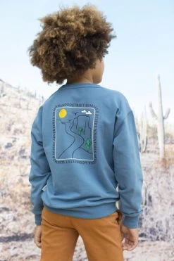 Blauwe Moodstreet Trui Sweatshirt With Chest And Back Print