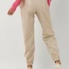 Beige Vanilia Pantalon Faux Leather Side Zip -Mode Kledingwinkel 249151 2
