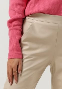 Beige Vanilia Pantalon Faux Leather Side Zip -Mode Kledingwinkel 249151 3